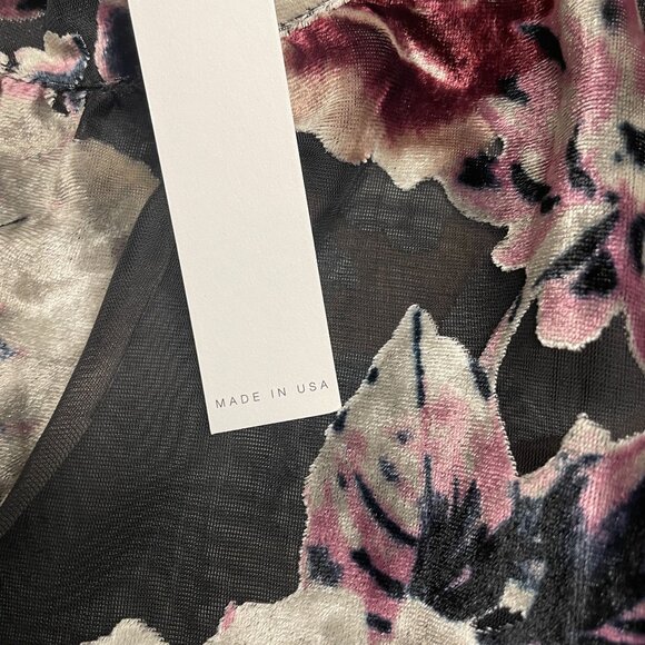 THREE EIGHTY TWO VELVET BURNOUT DRESS SEMI SHEER FLORAL GOTH ROMANTIC SIZE M - Picture 6 of 11